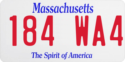 MA license plate 184WA4