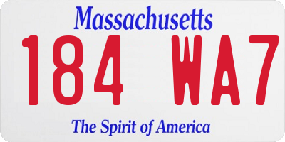 MA license plate 184WA7