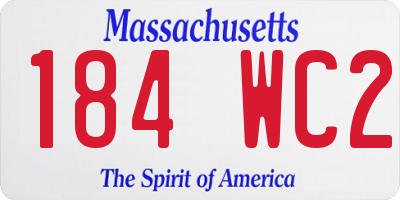 MA license plate 184WC2