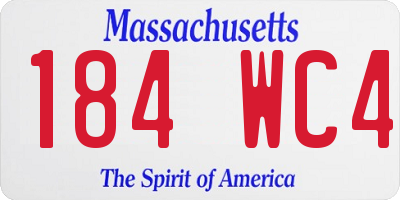 MA license plate 184WC4
