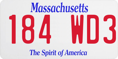 MA license plate 184WD3
