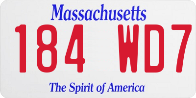MA license plate 184WD7