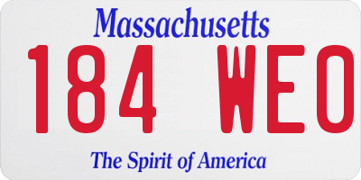 MA license plate 184WE0
