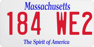 MA license plate 184WE2