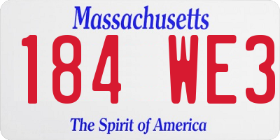 MA license plate 184WE3