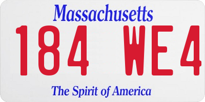 MA license plate 184WE4