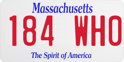 MA license plate 184WH0