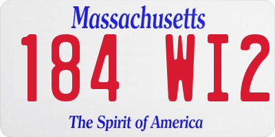 MA license plate 184WI2