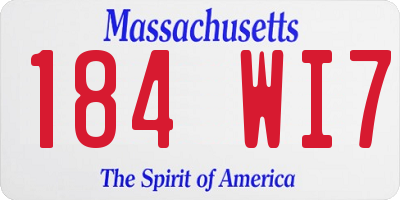 MA license plate 184WI7
