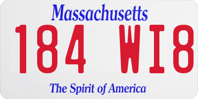 MA license plate 184WI8