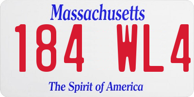 MA license plate 184WL4