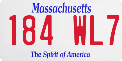 MA license plate 184WL7