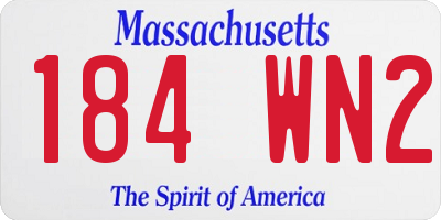 MA license plate 184WN2
