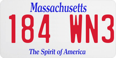 MA license plate 184WN3