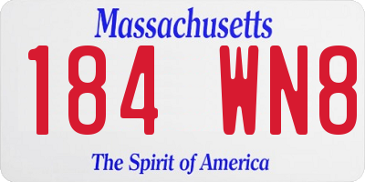 MA license plate 184WN8