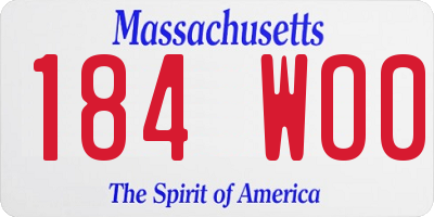 MA license plate 184WO0