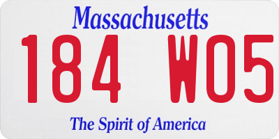 MA license plate 184WO5