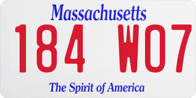 MA license plate 184WO7