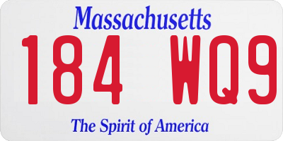 MA license plate 184WQ9