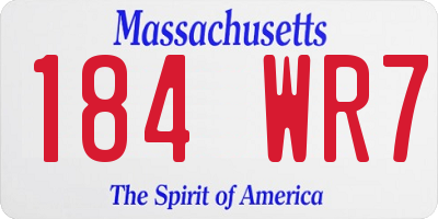 MA license plate 184WR7