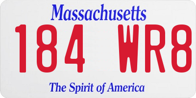 MA license plate 184WR8