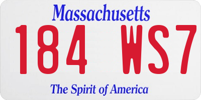 MA license plate 184WS7