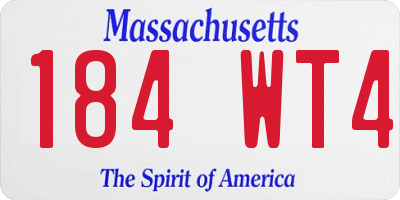 MA license plate 184WT4