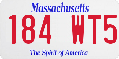 MA license plate 184WT5