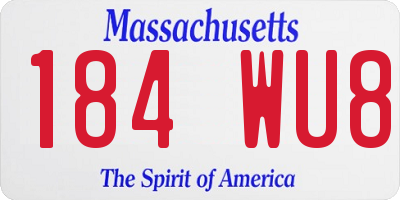 MA license plate 184WU8