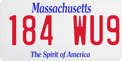 MA license plate 184WU9