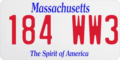 MA license plate 184WW3
