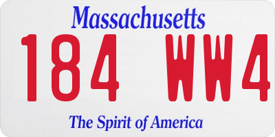 MA license plate 184WW4