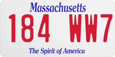 MA license plate 184WW7