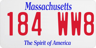 MA license plate 184WW8