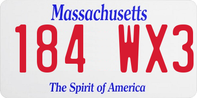 MA license plate 184WX3