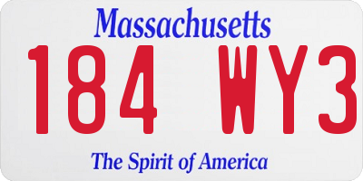 MA license plate 184WY3