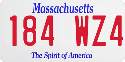 MA license plate 184WZ4