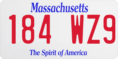 MA license plate 184WZ9