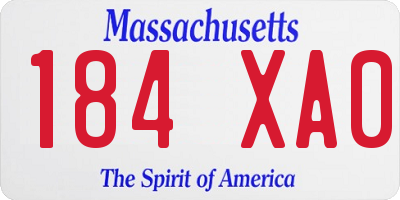 MA license plate 184XA0