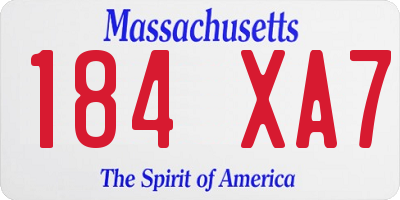 MA license plate 184XA7