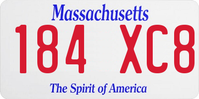 MA license plate 184XC8