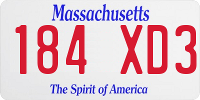 MA license plate 184XD3
