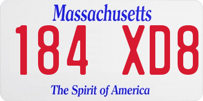 MA license plate 184XD8