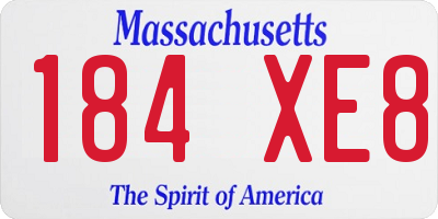 MA license plate 184XE8
