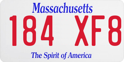 MA license plate 184XF8