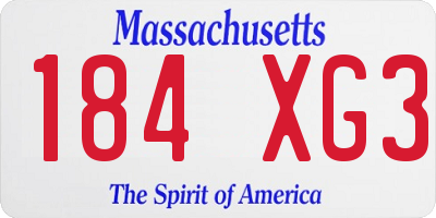 MA license plate 184XG3