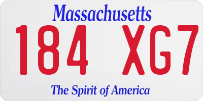 MA license plate 184XG7