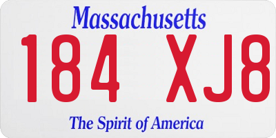 MA license plate 184XJ8