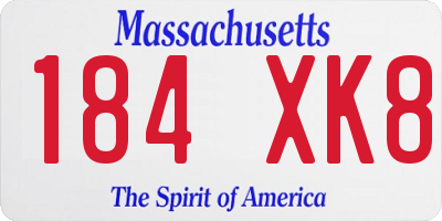 MA license plate 184XK8