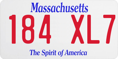 MA license plate 184XL7